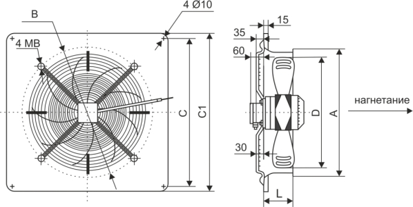 Осевой вентилятор низкого давления Ровен YWF-6Е-350 with plate (ZF)