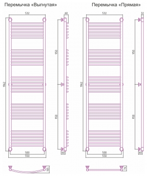 Полотенцесушитель водяной Сунержа Богема+ 1900x500
