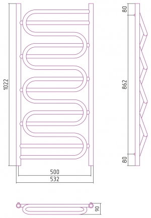 Полотенцесушитель комбинированный Сунержа Иллюзия-ПРОФИ 1200x500. 00-5108-1250