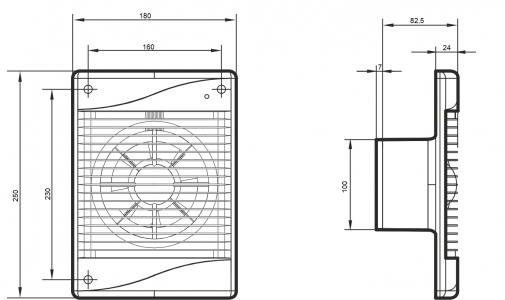 Вентилятор накладной ERA DiCiTi STANDARD 4HT d100 (таймер, датчик влажности)